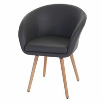 Esszimmerstuhl Vaasa T633, Stuhl, Retro 50Er Jahre Design Kunstleder, Grau