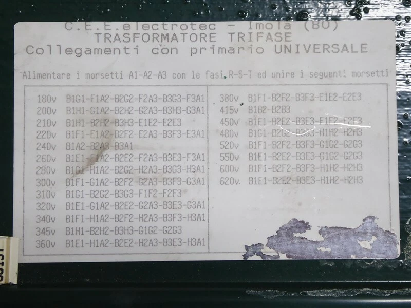 USADO 5.0 kVA C.E.E electrotec - Imola 0716145 Transformador 3Ph 50/60Hz Foto 4 de 4