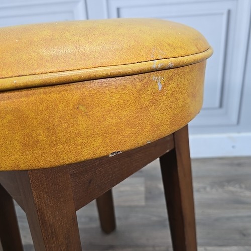 Single Retro Solid Wood Round Vinyl Upholstered Bar Stools Pub Seats - Man Cave - Picture 14 of 24