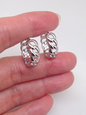 925 Sterling Silber Kubanische Glieder Breite Creolen Herren Damen 17mm/13,8mm x5mm