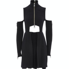 VERSUS VERSACE Pleated Cut-Out Dress with High Neck - Black - IT 38/UK 6 - £760
