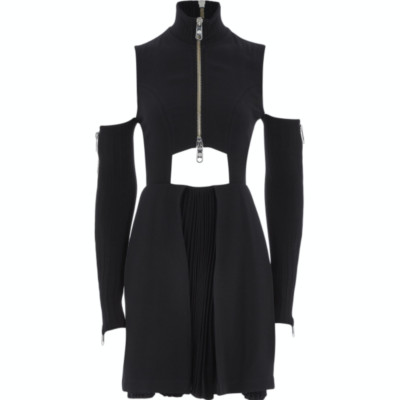 VERSUS VERSACE Plissee Cut-Out Kleid mit hohem Kragen - Schwarz - IT 38 / UK 6 - 760£
