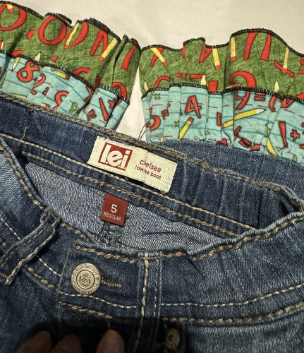 l.e.i. Lei Chelsea Lowrise Boot Cut Jeans Girls 5 Regular Y2K Math Ruffles - Picture 4 of 4