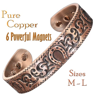 HOLISTIC MAGNETS Lucky Horseshoe Copper Bangle Men Women Joint Magnetic Therapy Pain Relief (HSC)