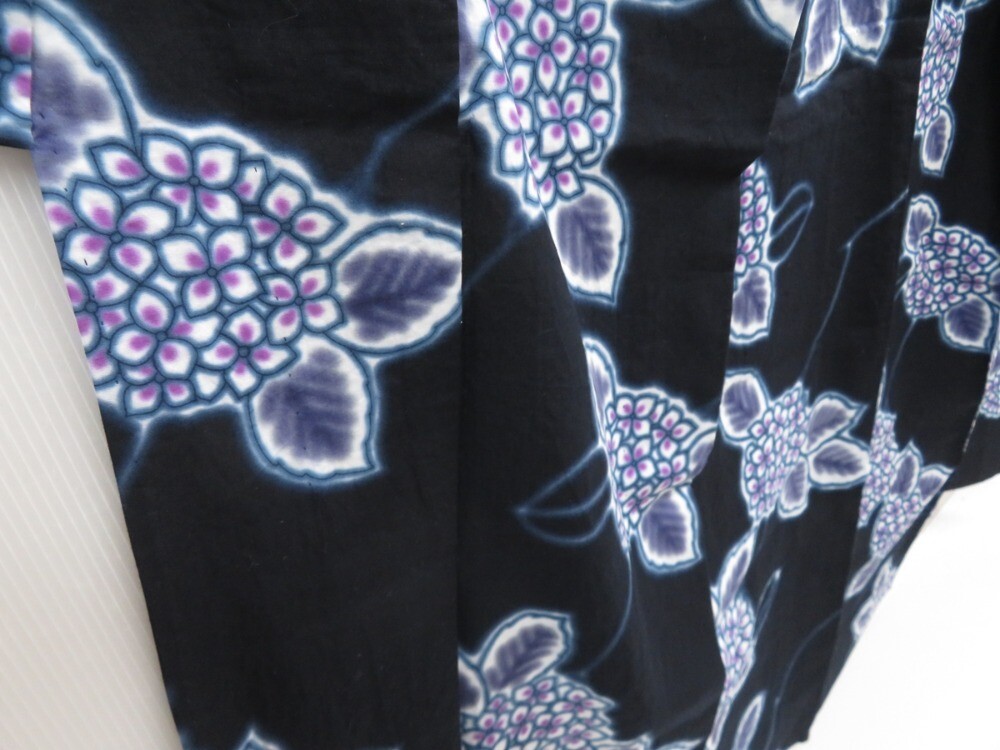 4917T13z470 Japanese Kimono Cotton YUKATA Hydrangea Dark