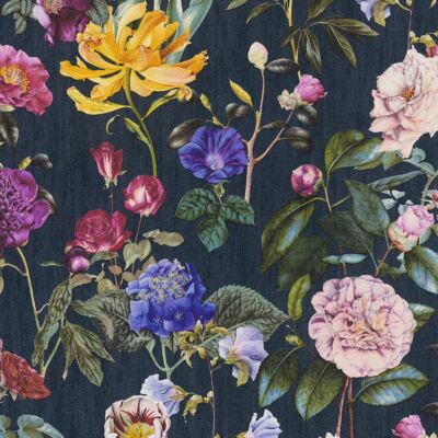 AS Creation Navy/Multi 373364 Floral Wallpaper Jette Joop Flowers And Leaves