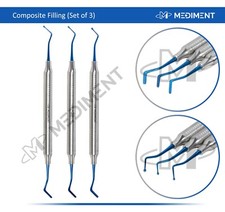 3 Pcs Dental Composite Filling Instrument Blue Titanium Coated Restorative Kit