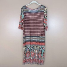 Retro Paisley Heart Floral Geometric Multicolor Midi Dress 1XL XL