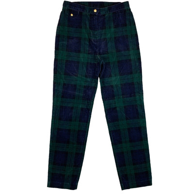 Lauren Ralph Lauren Cordhose kariert blau grün Damen UK 8 27 W 30 L