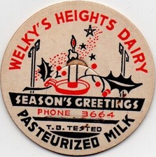 Milk Bottle Cap- Welky's Heights Dairy - Hazleton, PA (Pennsylvania)- PHONE 3664