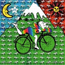 Rainbow Fractal Bicycle Day by Zane Kesey BLOTTER ART perforated paper tabs