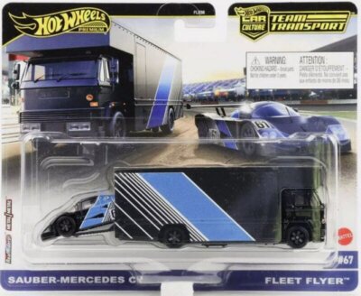 Fleet Flyer Truck + Sauber Mercedes C9 Racing Car  -  - HOT WHEELS 1:64