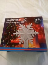 Christmas Tree Topper Lighted-Snowflake Tree Topper Projector with LED Rotating
