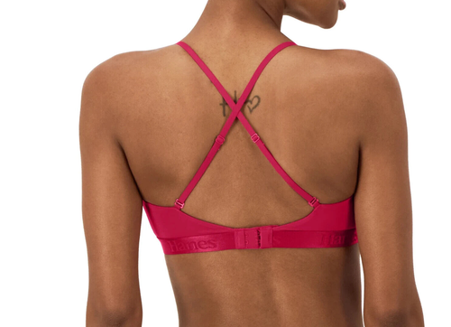 Hanes Originals Women's size S SuperSoft Scoop Cut-Out Crop Bralette Strawberry - Picture 6 of 8