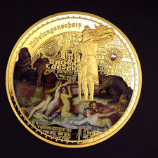 "Nibelungenschatz - Schätze und Mysterien" , goldfarbene Kupfer - Medaille, 70mm
