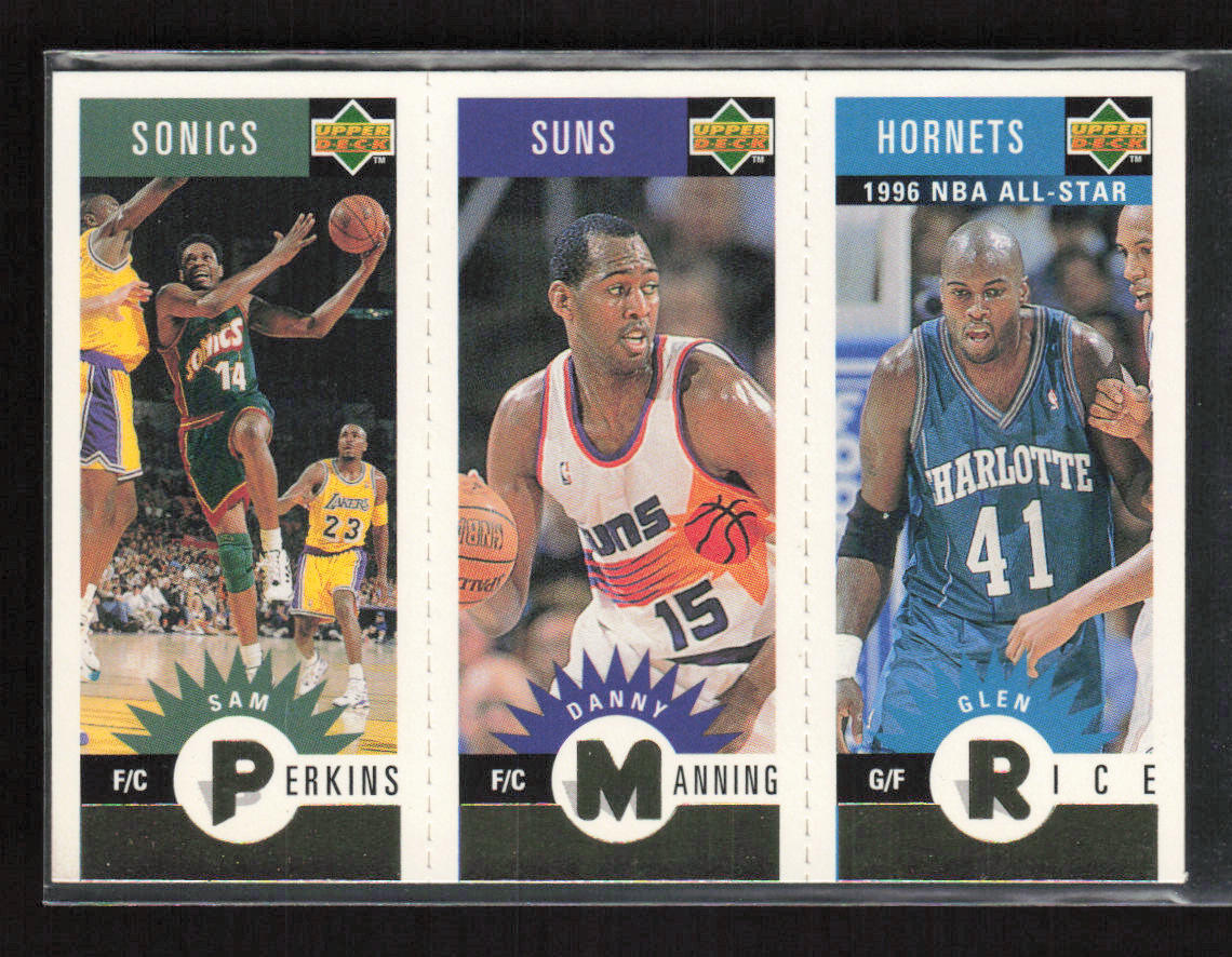 1996-97 Collector's Choice Perkins / Manning / Glen Rice Mini-Cards Panels Gold