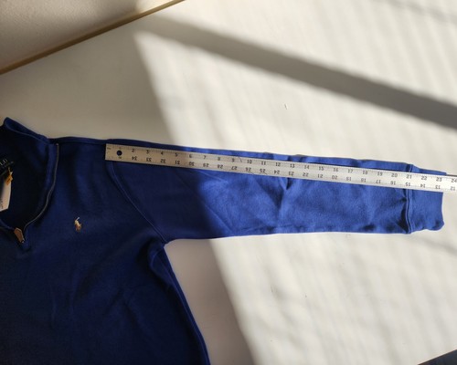Polo Ralph Lauren Pullover Sweat Shirt Quarter Zip Blue Women Size XL Flesh Pony - Picture 5 of 8