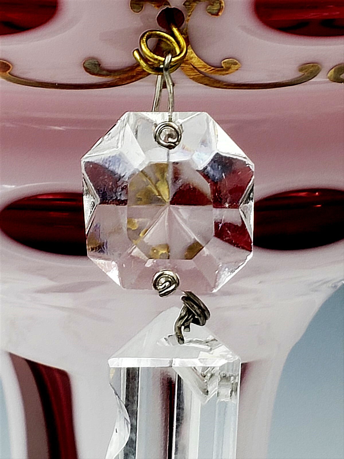 Bohemian Overlay Cut Crystal Mantle Lusters Large Set eBay