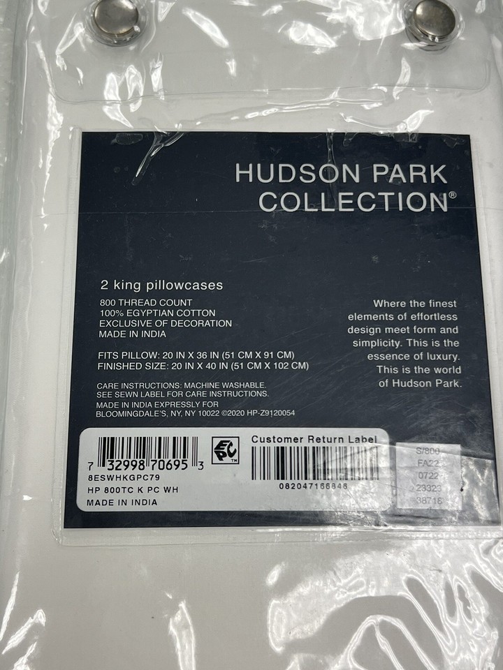 Hudson Park 800 TC Egyptian Cotton King Pillowcases white New eBay