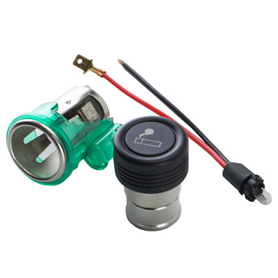 12V Car Cigarette Lighter Replace Plug & Socket Assembly Set with Green  Light
