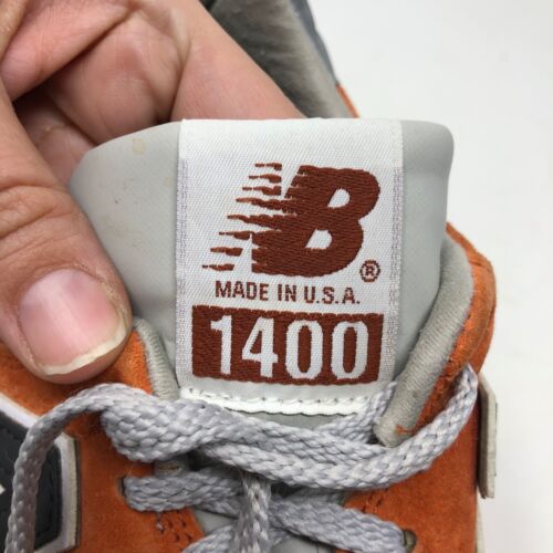 Tenis New Balance 1400 X J 2011 doble para hombre 7 cordones de cuero naranja oxidado - Imagen 11 de 20