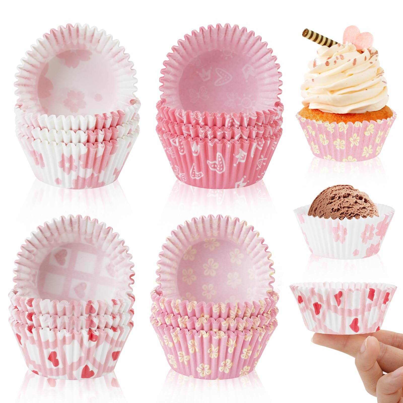 400 Pcs Pink Cupcake Liners for Baking, UOIXPUHUO Muffin Liners for Baking No...