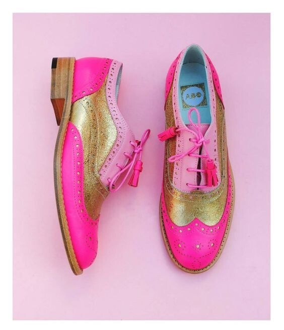 Custom Made New Women's Pink, Gold Oxford Lace Up Leather Top