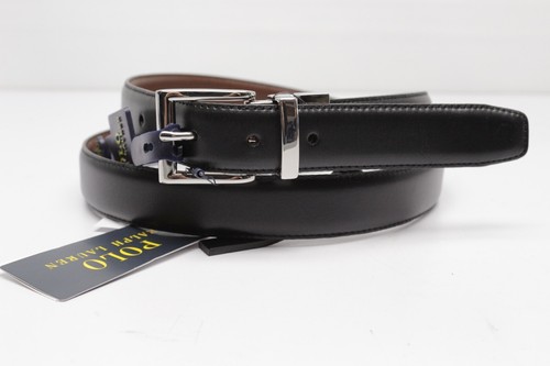 NWT Polo Ralph Lauren Reversible Dress Belt 48 Black Brown Chrome Swivel Buckle