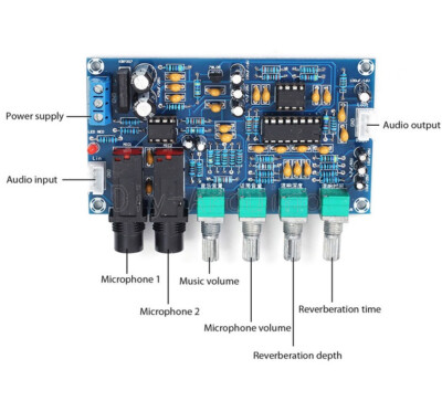 PT2399 AC 12V Dual Power Supply Microphone Amplifier Module For Karaoke NEW