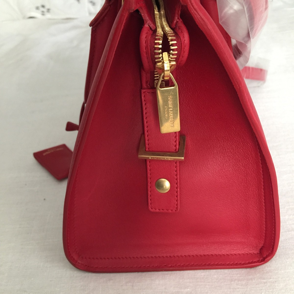 Saint Laurent YSL Classic Red Tassel Satchel Cabas Bag | eBay