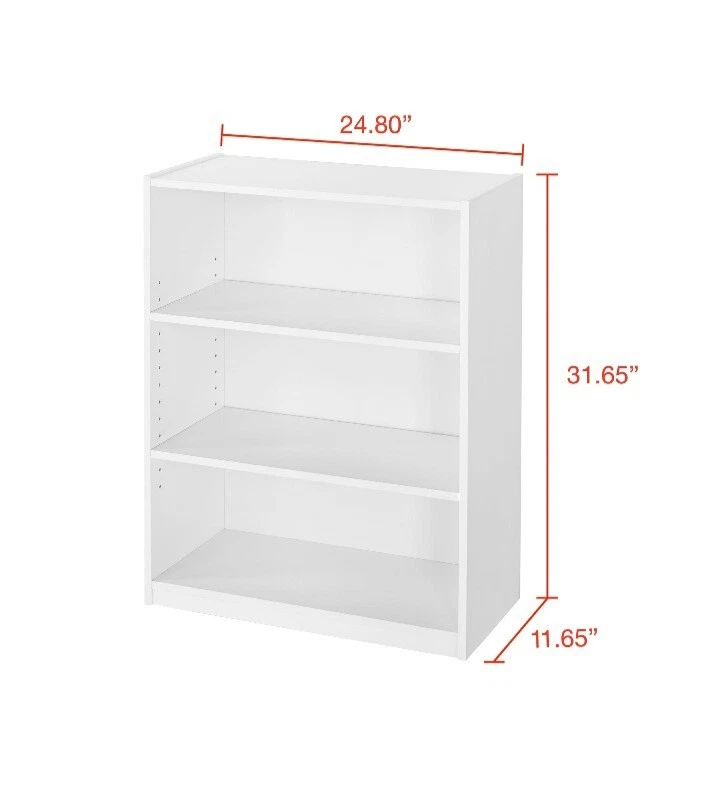 Mainstays 3-Shelf Bookcase With Adjustable Shelves, White - Image 3 of 4