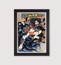 Framed Rori Hakucho Chojun by Utagawa Kuniyoshi Japanese Woodblock Print Ukiyo-e