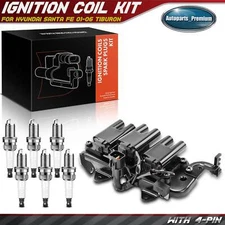 1x Ignition Coil & 6x Iridium Spark Plug Kits for Hyundai Santa Fe 01-06 Tiburon