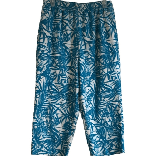 Hillard & Hanson pants 10 tropical print wide leg pockets pull on cropped - Picture 3 of 6