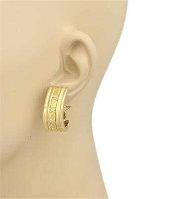 Tiffany & Co. Atlas Earrings 18k Yellow Gold Roman Numeral Oval