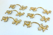 LOT 6 3 pair Drawer Door PULL Handle Cabinet Metal Gold Tone Slung Ornate ZZ