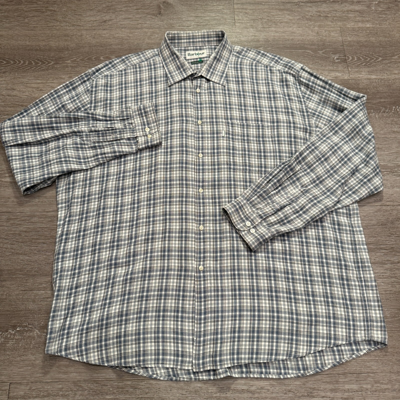 Barbour Shirt Mens 2XL Plaid Flannel Regular Fit Button Long Sleeve Cotton Wool
