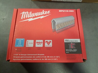 New Boxe Milwaukee MPU112-960 1.5''  9 Gauge Hot Dipped Galvanized Staples