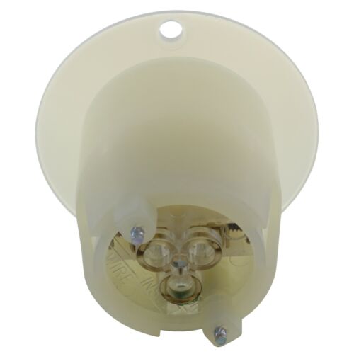 15A 250V NEMA 6-15P Flanged White/Clear Male Power Inlet Assembly by AC WORKS® - Picture 4 of 5