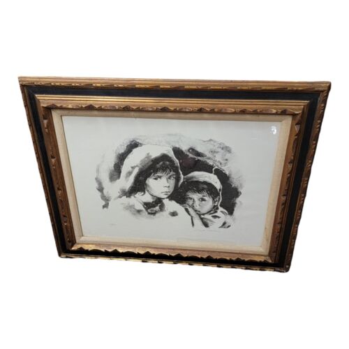 VTG Judaic Sandu Liberman Lithograph Signed Two Boys Brothers Sketch LE 69/120 - Picture 1 of 6