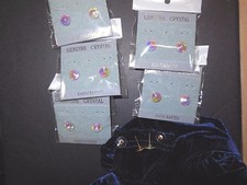 Lot of 6 PAIR of Dance Competition Jewelry Faceted Earrings pierced 10mm AB