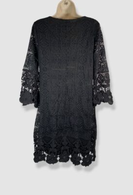 black lace overlay a line dress Elegant Black Lace Long Sleeve Cocktail Dress