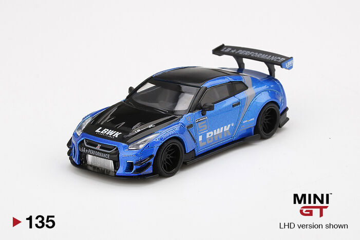 MINI GT 135 LBWK Nissan GT-R (R35) Blue / LB Work Livery 2.0 MINI GT 135 LBWK Nissan GT-R (R35) Blue / LB Work Livery 2.0