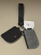 Lululemon Dual Pouch Wristlet glitter Dark Silver/Graphite Grey/Silver NWT