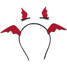 Halloween Bat Wings Headband Hair Clips for Women Devil Wing Small, Red