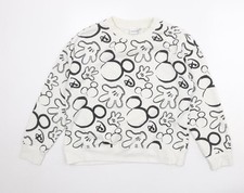Womens UK 10 Regular Disney White Pullover Sweatshirt