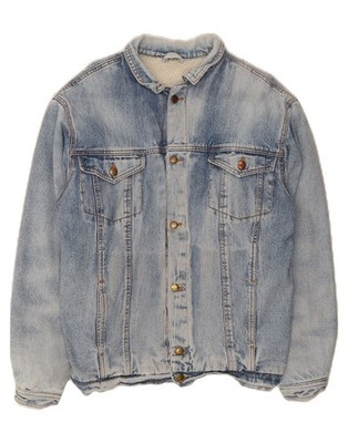 VINTAGE Herren Jeans Sherpa Jacke UK 40 Large Blau CE05