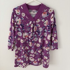 Tea Collection Sweden purple floral cotton knit dress girl size 14*L19