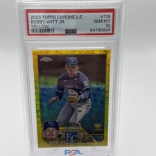 2023 Topps Chrome Logofractor Bobby Witt Jr Yellow /75 Rookie Gold Cup PSA 10!
