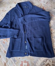 Polo Ralph Lauren Navy Blue Ribbed Shawl Collar Cardigan Size Large